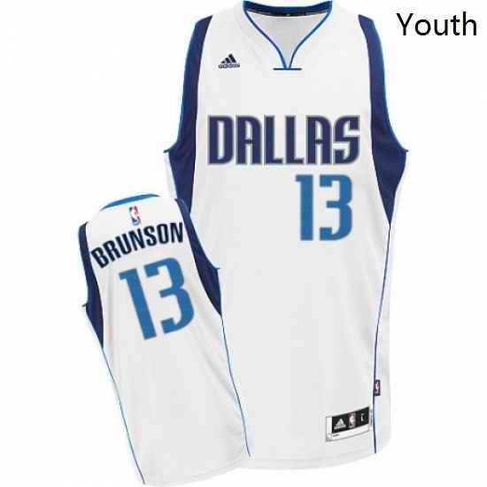 Youth Nike Dallas Mavericks 13 Jalen Brunson Swingman White Home NBA Jersey Association Edition
